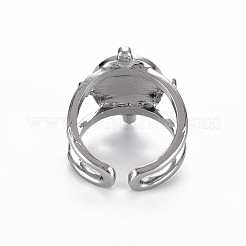 Oval with Snake Pattern Rack Plating Alloy Cuff Rings&nbsp;RJEW-Q163-023B-RS