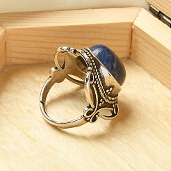 Natural Lapis Lazuli Adjustable Rings&nbsp;RJEW-I108-02AS-11