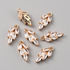 Brass Micro Pave Clear Cubic Zirconia Pendants&nbsp;LS-FIND-WH0045-92KCG