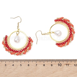Flat Round Glass Dangle Earrings&nbsp;EJEW-MZ00705