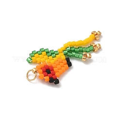 5Pcs 5 Colors Glass Seed Beaded Bird Pendants&nbsp;PALLOY-MZ00920