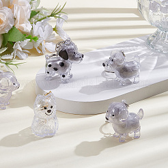 8Pcs 8 Styles Dog Resin Pendant Keychains&nbsp;KEYC-SC0002-09