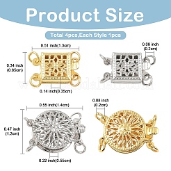 4Pcs 4Styles Brass Hollow Box Clasps&nbsp;KK-YW0004-49