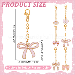 36Pcs 6 Style Alloy Enamel Bowknot Pendant Decorations&nbsp;HJEW-HY00169