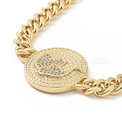 Clear Cubic Zirconia Oval with Butterfly Link Bracelet&nbsp;BJEW-B068-04