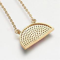 Brass Micro Pave Cubic Zirconia Pendant Necklaces&nbsp;NJEW-J051-19G