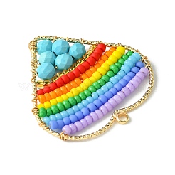 Dyed Natural Magnesite & Glass Seed Beaded Pendants&nbsp;PALLOY-MZ00195