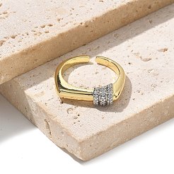 Brass Micro Pave Clear Cubic Zirconia Cuff Finger Rings for Women&nbsp;RJEW-B112-17GP
