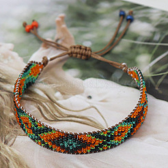 Bohemian Style Rhombus Pattern Glass Seed Beaded Braided Bead Bracelets&nbsp;WG1D303-01