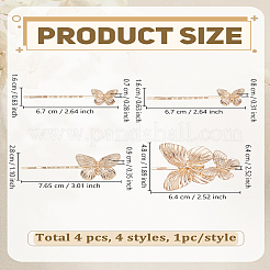 4Pcs Alloy Hair Bobby Pins&nbsp;PHAR-LP0002-35