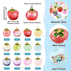 24Pcs 12 Colors Transparent Glass Apple Pendants&nbsp;DGLA-TA0001-35