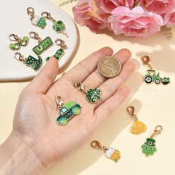 12Pcs Saint Patrick's Day Alloy Enamel Pendant Decorations&nbsp;HJEW-YW00433