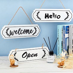 Hello Sign Natural Wood Door Hanging Decoration for Front Door Decoration&nbsp;HJEW-CN0001-01A