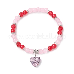 Baking Paint Imitation Jade Glass Round Beaded Charm Bracelets&nbsp;BJEW-JB11737-03