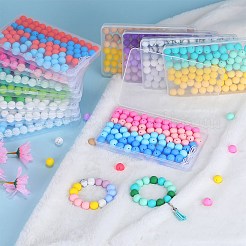 80Pcs 4 Style Round Silicone Focal Beads&nbsp;SIL-SZ0001-22B