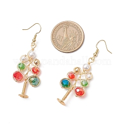 Brass Glass Beads Dangle Earrings&nbsp;EJEW-TA00662