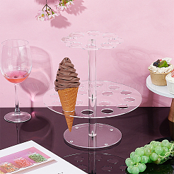 2-Tier Acrylic Riser Display Stands for Ice Cream Cone&nbsp;ODIS-WH0043-247
