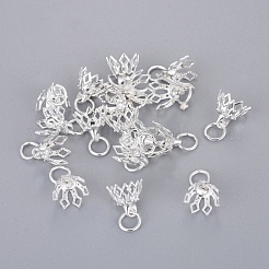 Flower Rack Plating Brass Filigree Bead Cap Bails&nbsp;KK-L102-27S