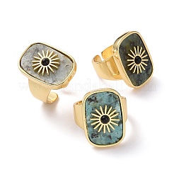 Natural African Jade & Black Agate Cuff Rings&nbsp;RJEW-P016-01A-05G