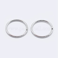 Rhodium Plated 925 Sterling Silver Open Jump Rings&nbsp;STER-F036-02P-0.7x6mm
