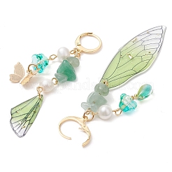 Natural Green Aventurine & Aquamarine & Topaz Jade Leverback Earrings&nbsp;EJEW-TA00591