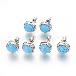 Natural & Synthetic Gemstone Stud Earrings&nbsp;EJEW-F162-H