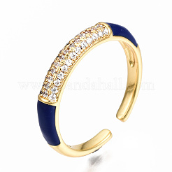 Brass Micro Pave Clear Cubic Zirconia Cuff Rings&nbsp;RJEW-N035-017-NF