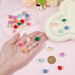 30Pcs 10 Colors Resin Flower Drawing Pins&nbsp;AJEW-BM0001-06