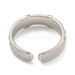 Anti-Tarnish Rhodium Plated 925 Sterling Silver Cuff Ring&nbsp;RJEW-Z036-02A-P