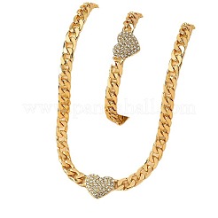 Heart Alloy Rhinestone Pendant Necklaces & Link Chain Bracelets&nbsp;WG19AD8-01
