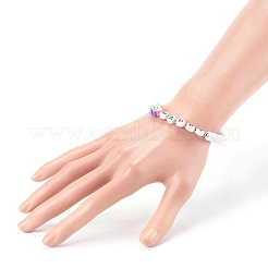 Polymer Clay Flower Beaded Stretch Bracelets for Valentine's Day&nbsp;BJEW-JB05944