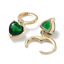 Real 18K Gold Plated Brass Heart Dangle Leverback Earrings&nbsp;EJEW-L269-046G-02