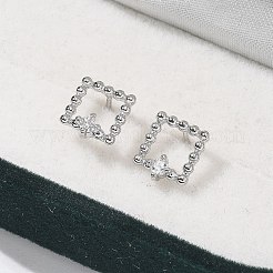 Brass Clear Cubic Zirconia Stud Earrings&nbsp;EJEW-Q014-03P