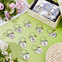 12Pcs 12 Styles Stainless Steel with Rhinestone Keychain&nbsp;KEYC-FH0001-68