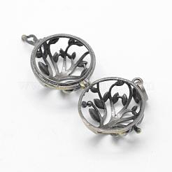 Brass Rack Plating Cage Pendants&nbsp;KK-F722-43AB-RS