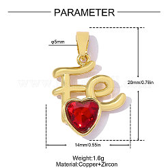 Brass Pave Red Cubic Zirconia Pendants&nbsp;CU-OY001-86G