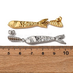 Fish 304 Stainless Steel Dangle Stud Earrings&nbsp;EJEW-A140-01GP