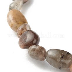 Natural Black Sunstone Nuggets Beads Stretch Bracelet for Her&nbsp;BJEW-JB06951-03