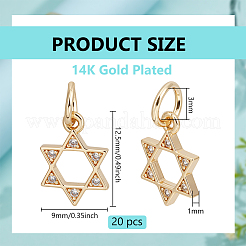 20Pcs Brass Micro Pave Clear Cubic Zirconia Charms&nbsp;KK-BC0015-34G