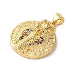 Brass Micro Pave Cubic Zirconia Pendants&nbsp;KK-R162-032C-G