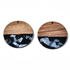 Opaque Resin & Walnut Wood Pendants&nbsp;X-RESI-T035-24-B01