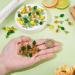 50Pcs Acrylic & Glass Lemon Pendants&nbsp;PALLOY-TAC0255