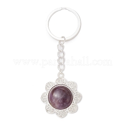 Mixed Stone & Alloy Flower Pendant Keychain&nbsp;KEYC-JKC01109