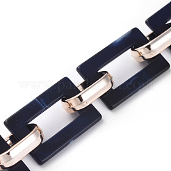 Imitation Gemstone Style Acrylic Handmade Rectangle Link Chains&nbsp;X-AJEW-JB00518-05