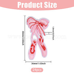 24pcs Bowknot with Dance Shoes Polyester Embroidery Sew on Cloth Patches&nbsp;PATC-CA0001-36