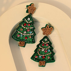 Christmas Tree Felt Fabric Dangle Stud Earrings&nbsp;FS-WG8B689-01