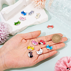 12Pcs 12 Colors Alloy Enamel Kitten Connector Charms&nbsp;FIND-TA0008-95