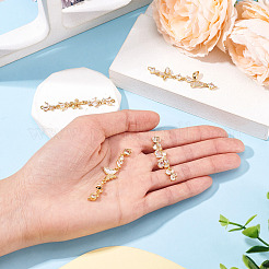 4Pcs 4 Styles Brass Pave Clear Cubic Zirconia Flower Butterfly Connector Charms&nbsp;KK-TA0008-72G