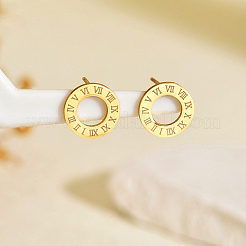 Stainless Steel Retro Roman Numeral Stud Earrings&nbsp;ZQ6109