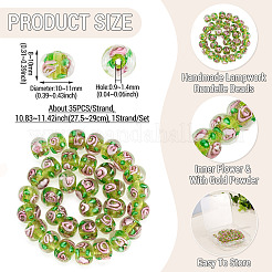 1 Strand Handmade Lampwork Inner Flower Rondelle Beads Strands&nbsp;LAMP-TA0002-72H